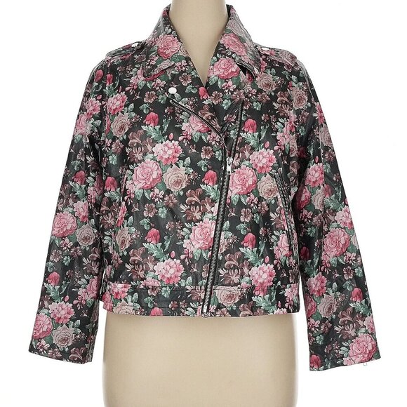 Modcloth "Petals to the Metal" Vegan Leather Moto Jacket - Picture 1 of 7